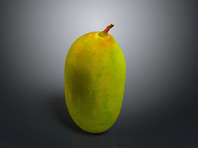 Fresh Green Mango Oval Shaped with Brown Stem Juicy Tropical Fruit Ready to Eat 3d model