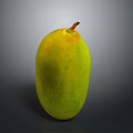 Fresh Green Mango Oval Shaped with Brown Stem Juicy Tropical Fruit Ready to Eat