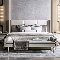 New Chinese Background Double Bed Double Bed 3d model
