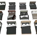 Stylish Double Beds With Various Headboard Designs And Bed Frame Styles 3d model