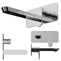 Sleek Modern Bathtub Faucet With Chrome Finish And Wall Mounted Handles