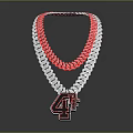 Fashionable Red And White Chain Necklace With 4F Logo Pendant Design