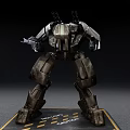 Intelligent Mechanical Humanoid Smart Machine With Weapons And Camouflage Paint On Caution Platform 3d model