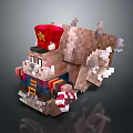 Pixel Style Character In Colorful Outfit With Red Hat Yellow Decoration And Brown Backpack