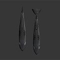Two Shiny Dark Fish On White Background With Fish Shaped Object