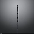 Modern Decorative Knife With Black Patterned Blade And Silver Handle