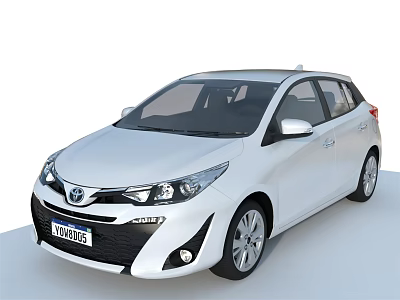 White Toyota Compact Hatchback Car with Modern Exterior and Alloy Wheels 3d model