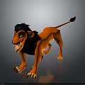 3D Animated Lion Character With Orange Body Black Mane And Yellow Eyes