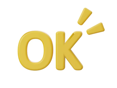Yellow 3D OK Icon With Decorative Triangles Graphic Design Element 3d model