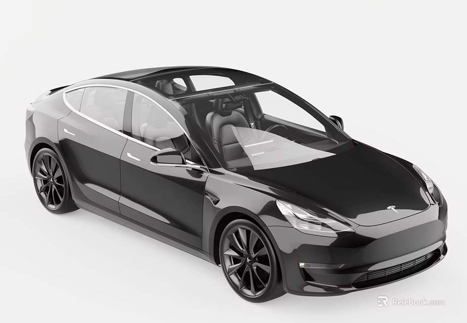 Modern Black Tesla Sedan With Sleek Design Black Wheels And Sunroof 3d model 