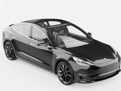 Modern Black Tesla Sedan With Sleek Design Black Wheels And Sunroof 3d model