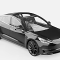 Modern Black Tesla Sedan With Sleek Design Black Wheels And Sunroof