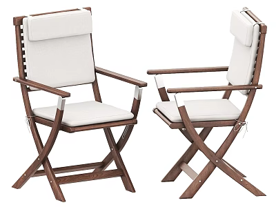 Walnut Wooden Frame Armchairs With White Cushion Backrest And Crossed Leg Design 3d model