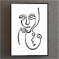 Abstract Human Face Line Drawing With Black And White Simple Geometric Shapes