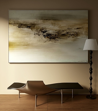 Zhao Wuji Decorative Painting Abstract Painting Oil Painting Hotel Abstract Painting 3d model