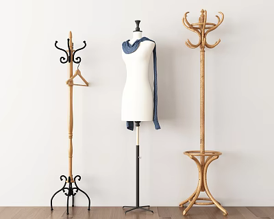 Different Types of Standing Hangers Featuring Metal Frame Mannequin and Multi Hook Design 3d model