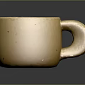 Beige Ceramic Mug For Daily Use With Simple Design And Smooth Handle 3d model