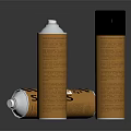 Agricultural Equipment Three Orange And Black Spray Cans With Silver Nozzles And Surface Patterns