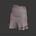 Women's Fashionable Plaid Skirt With Ruffled Hem And Neutral Tone Design