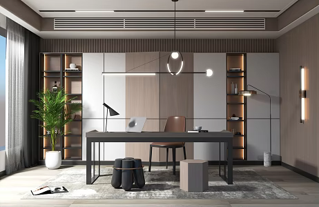 Light Luxury Study Home Study 3d model