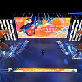 University Campus Singer Competition Performance Stage With Lighting Performer And Backdrop