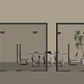 Stylish Modern Glass Double Doors With Black Frames In Interior Space 3d model