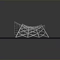Modern Architectural Model With Curved Steel Grid And Geometric Framework Design 3d model