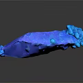 Natural Blue Stone With Textured Surface And Reflective Display On Black Background
