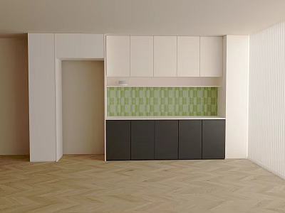 Modern Entryway Cabinet And Side Cabinet Interior Design With White Black Storage 3d model