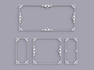 Ornate Line Borders With Decorative Patterns In Various Sizes For Design Projects 3d model