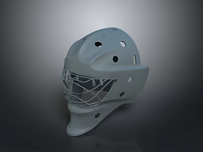 Gray Tactical Weapon Helmet Featuring Protective Mask And Ventilation Holes For Military Use 3d model