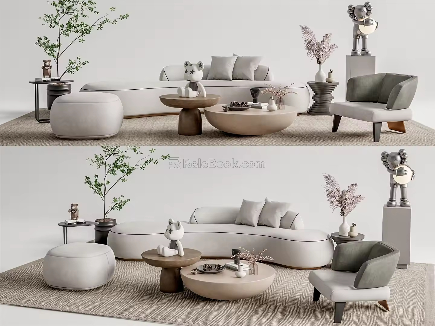 Modern sofa coffee table combination 3d model