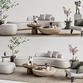 Modern sofa coffee table combination 3d model
