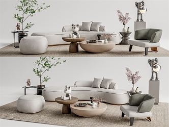 Modern sofa coffee table combination 3d model