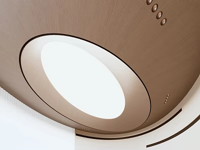 Modern Ceiling Design With Circular Light Panel And Wooden Texture 3d model