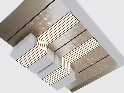 Modern Ceiling Design With Integrated Linear LED Lights And Geometric Lines 3d model