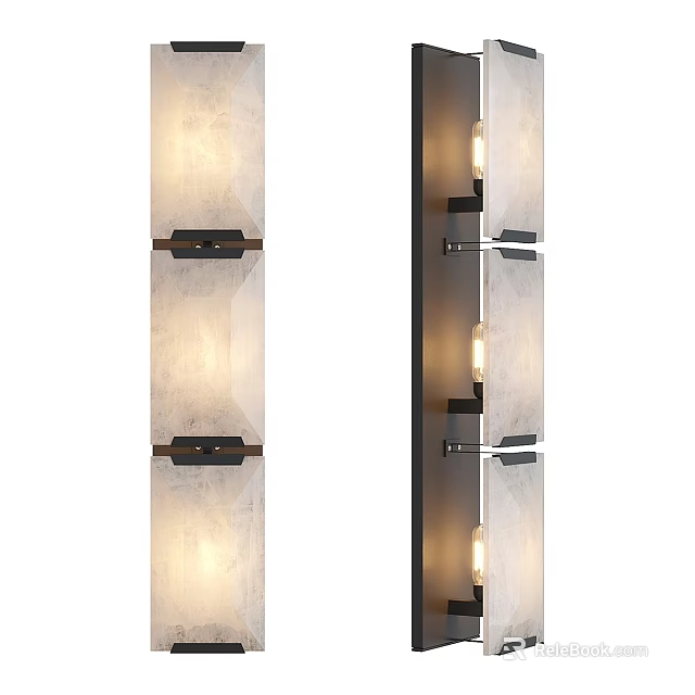 Elegant Modern Wall Sconces With Black Metal Frame Frosted Glass Shade And Warm Lighting 3d model 