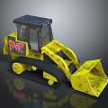 Yellow Toy Bulldozer Model With PWR Logo Tracks And Muddy Bucket Design