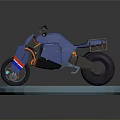 Modern Blue Motorcycle 3D Model With Orange Accents On Circular Display Stand