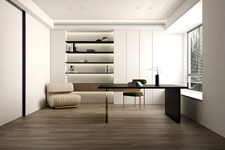 Modern study minimalist 3d model