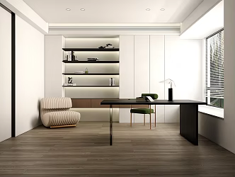 Modern study minimalist 3d model