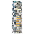 High Rise Modern Office Building With Curved Glass Curtain Wall and Illuminated Interior Windows