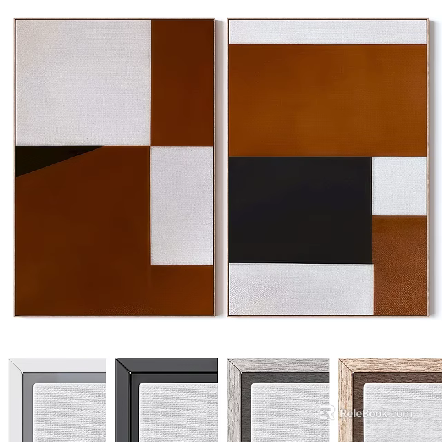 Large And Small Decorative Picture Frames In Different Colors For Home Decor 3d model