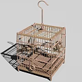Decorative Golden Metal Birdcage Featuring Square Design And Hanging Hook