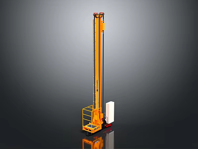 Yellow Vertical Mast Lift Equipment With Elevated Platform For Industrial Use 3d model