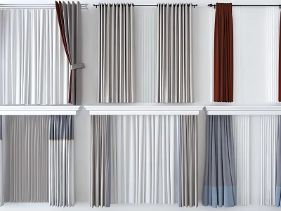 Various Colored Curtains in Different Styles and Textures for Home 3d model