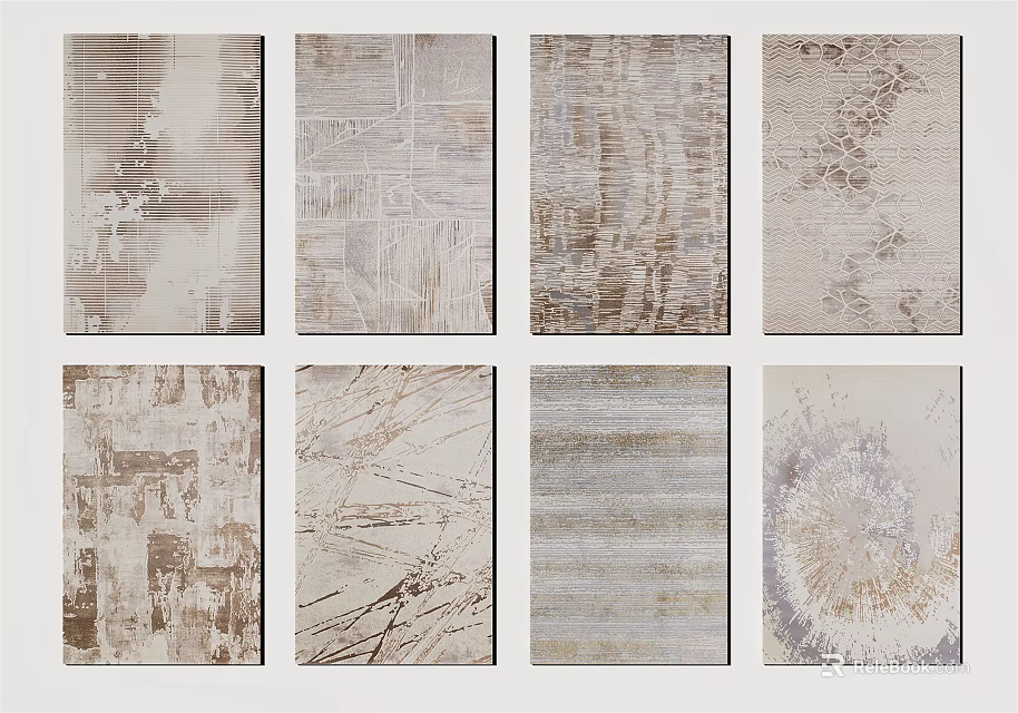 Square Carpets Showcasing Various Textures And Neutral Tones For Home Decor 3d model 