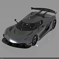 Silver Gray High Performance Supercar With Sleek Body Green Accent Strip And Large Rear Wing