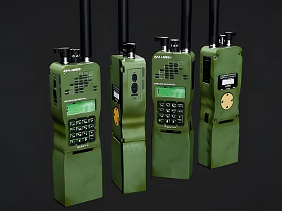Green Walkie Talkies With Antennas Display And Keypad For Communication 3d model