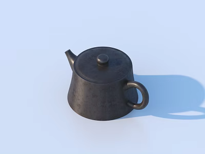 Black Cast Iron Teapot Practical Household Item For Daily Kitchen Use 3d model